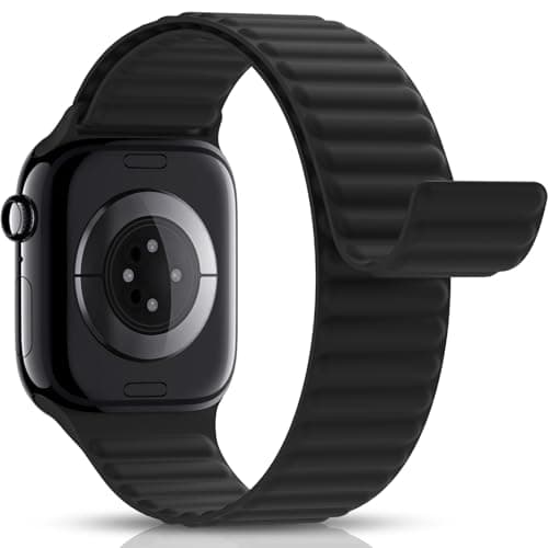 Image of Higgs Magnetic Silicone Sport Strap Compatible with Apple Watch Straps 44mm 40mm 38mm 41mm 42mm 45mm 46mm 49mm for Men Women, Soft iWatch Wrist Band for Series 11 10 9 SE 8 7 6 5 4 Ultra 3 2 1