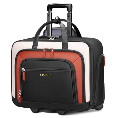 Image of Ytonet Lockable Wheeled Laptop Bag, Luggage with Insulated Waterproof Pockets and Separate Waterproof Wet/Dry Section, 17.3 Inch Laptop Bag with Wheels for College Teacher, Work, Travel, Business