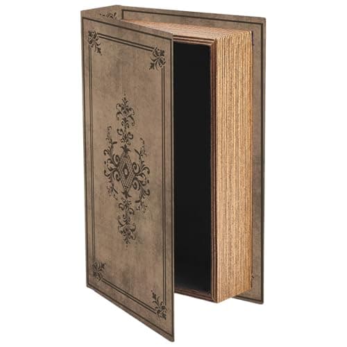 Image of PRESSINART Vintage Book Storage Box Faux Book Boxes Brown Gothic Pattern 9.1 x 5.9 x 2 Inch Decorative Storage Organizers for Jewelry Trinket Wedding Memories Hobby Keepsake Photos Home Decoration
