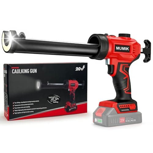 Image of MUMIK Electric Caulking Gun, Cordless Silicone Gun Applicator Compatible with Makita 18-21V Battery, Led Light, Unlimited Speed Adjustment, Anti-Drip Sealant Gun for 300ml Cartridges