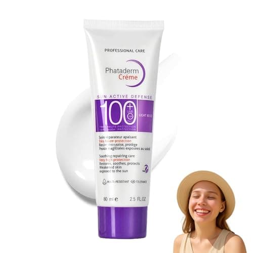 Image of Phataderm Crème Sun Active Defense SPF 100+ - Ultra Light Sun Cream for Face, Water Resistant, Sweat Resistant, Non-Greasy, Non-Sticky, Fast Absorbing, Very High UVA UVB Protection, PA+, Soothing