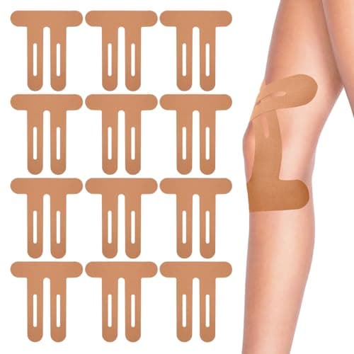 Image of 12PCS Precut Kinesiology Tape Kinesiology Knee Tape Kinesiology Tape Knee Precut Kinesiology Tape for Knees Sport Tape Kinesiology Athletic Tape Strips for Support Comfort During Workouts(Skin Color)
