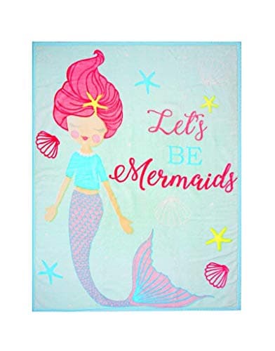 Image of GC GAVENO CAVAILIA Fluffy Mermaid Blanket for Kids, Soft Flannel Fleece Throw for Girls & Couch, Blue Pink Mermaid Barbie Blanket, 110X140cm