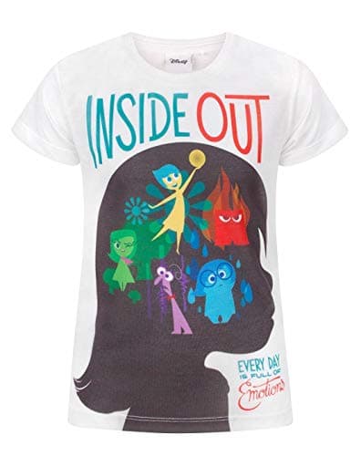 Image of Disney Girls Inside Out T-Shirt Sublimation Kids White Top Tee 7-8 Years