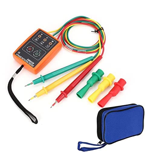 Image of WANGCL Portable Handheld Phase Rotating Field Tester Three Phase 3 Motor Rotation Indicator with LED and Buzzer for Testing High-Voltage Devices