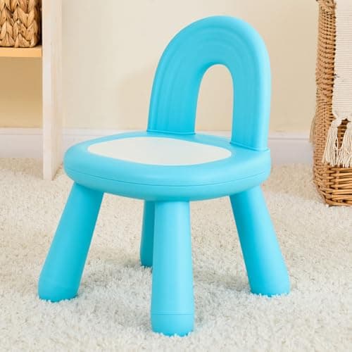 Image of KidBloom Plastic Toddler Chair, Kids Chair with Upgraded Ergonomic Child Backrest, Rainbow Baby Chairs for 1 2 3 Years Old,Blue