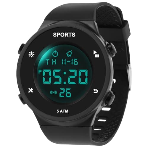 Image of OFFCUP Mens Digital Watch, Men's Sport Watch, Plastic Strap Mens Watches with EL Backlight Alarm Stopwatch Shockproof Date, Wrist Watches for Men Boys (Black)