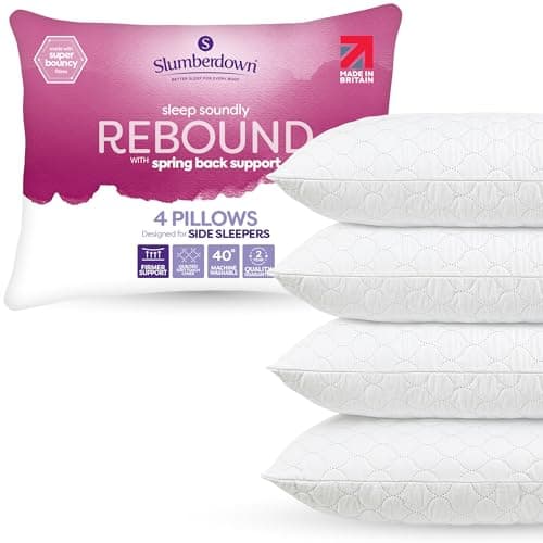 Image of Slumberdown Pillows 4 Pack Hotel Quality – Firm, Plump Hypoallergenic Pillows for Back & Side Sleepers, Sleep Better. Feel Better