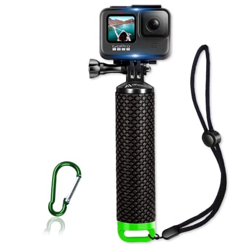 Image of Waterproof Floating Hand Grip Compatible with GoPro Hero 13 12 11 10 9 8 7 6 5 4 3+ 2 1 Session Black Silver Camera Handler & Handle Mount Accessories Kit for Water Sport and Action Cameras (Green)