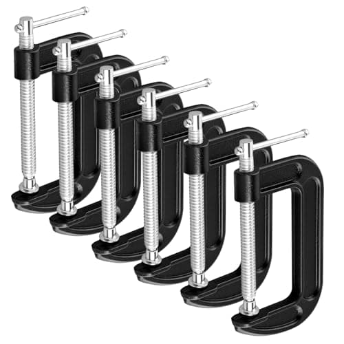 Image of PINGEUI 6 PCS G Clamps 4 Inch(105mm) Heavy Duty G Clamps, Industrial Strength C Clamp Set for Woodwork, Welding and Building, Steel(Black)
