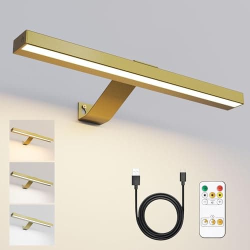 Image of HARPER LIVING Picture Light for Wall Satin Gold, 5000mAh Battery Operated Picture Lights with Remote, Rechargeable Wall Light Indoor, Dimmable & 3 Color Temps, Display Lamp for Dartboard Frame Gallery