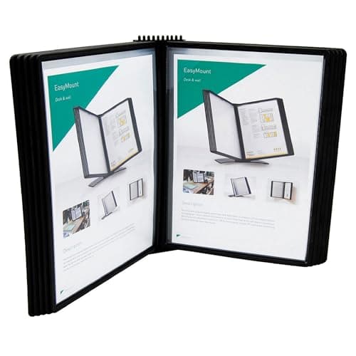 Image of TARIFOLD Easy-Load Wall Display Unit with 10 Display Pockets, Black, 20 Sheet Capacity (EZW771)