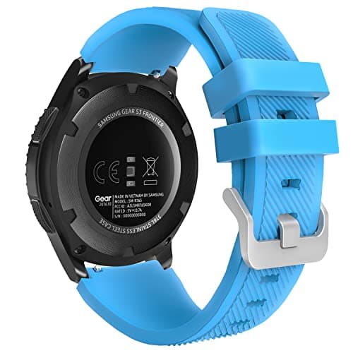 Image of MoKo Strap Compatible with Samsung Galaxy Watch 3 45mm/Galaxy Watch 46mm/Gear S3 Frontier/Classic, 22mm Soft Silicone Replacement Sport Band for Men Women, Blue