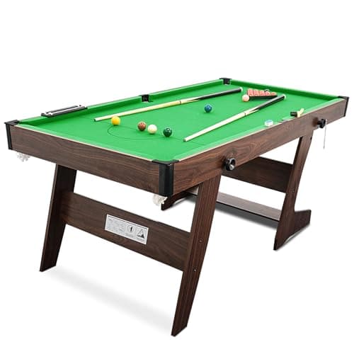 Image of HLC 6FT Folding Snooker Table Pool Table Set Steady Space Saving Billiards Table with All accessories, Great for Kids and Adult