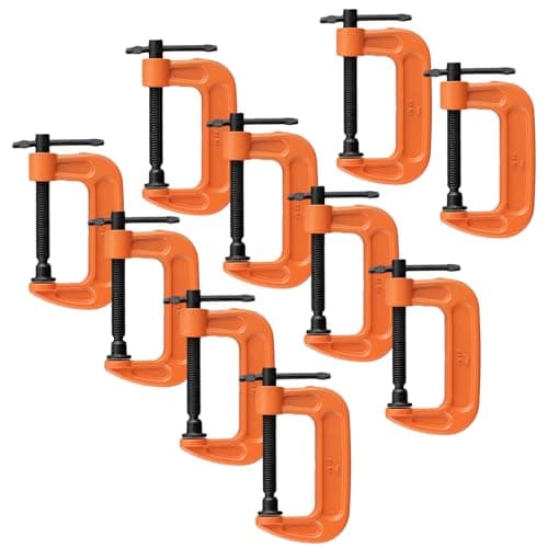 Image of JOIKIT 10 Pcs Mini C Clamp, 60mm Small G Clamps with Adjustable Screw for Welding, Woodworking, Orange