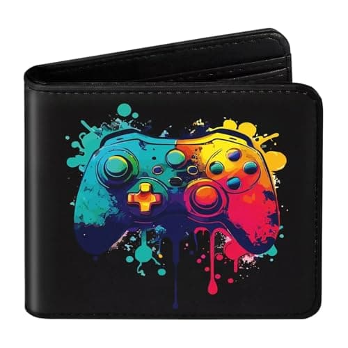 Image of VOYANTE Gamer Wallet for Teenage Boys, Bifold Boys Wallets for Kids 9-12, RFID Blocking Kids Wallets for Boys with Game Controller Pattern, Coin Purse with Zip, Cool Gaming Gifts for Teenage Adults