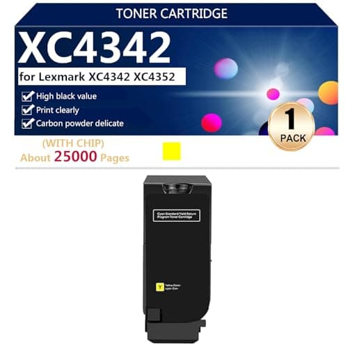 Image of XC4342 High Yield 24B7515 24B7516 24B7517 24B7518 Toner Cartridge Replace for Lexmark XC4342 XC4352 Printers, Clear and Durable,Yellow-1 pack