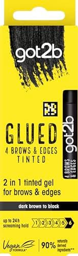 Image of got2b Glued 4 Brows & Edges Tinted Gel 2 in 1 16ml, Buildable Colour Dark Brown to Black, Screaming Hold Brow Gel, Eyebrow Gel for Long-Lasting Looks, Vegan Formula*, Naturally-Derived Ingredients**