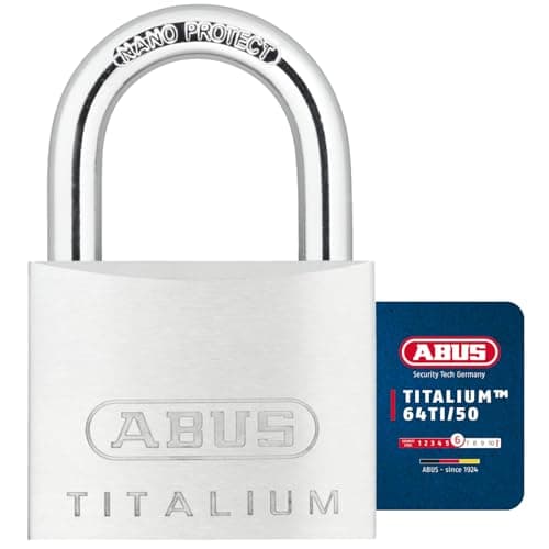 Image of ABUS Padlock Titalium 64TI/50 gl.-6511 - keyed Alike - Basement Lock with Lock Body Made of Special Aluminium - Hardened Steel Shackle - ABUS Security Level 6