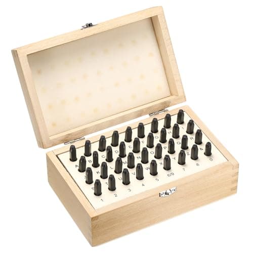 Image of sourcing map 36pcs 40Cr Alloy Steel Stamps Set 1/8" (3mm) A-Z / 0-8 / "&" Symbol Number Letter Punch Press Tool Steel Reverse Punch Stamp with Wood Case for Plastic Wood Leather