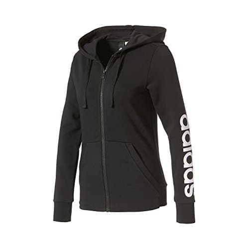Image of Adidas Women Essentials Linear Full Zip Hoodie Jacket - Black/White, Small