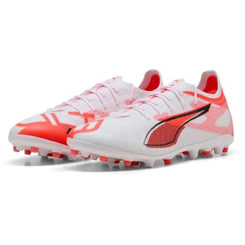 Image of PUMA Unisex Ultra 5 PRO Multi-Ground Football Boots, PUMA White-PUMA Black-Glowing Red, 9.5 UK