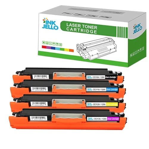 Image of InkJello Compatible Toner Cartridge Replacement for HP Colour LaserJet CP1025 CP1025nw Pro 100 color MFP M175a M175nw Pro 200 CE310A CE311A CE312A CE313A (Black/Cyan/Yellow/Magenta, 4-Pack)