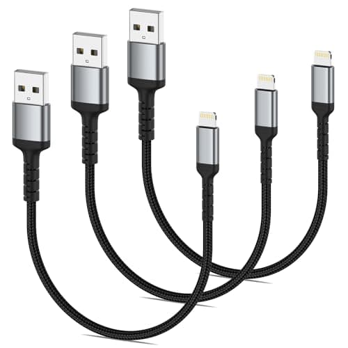 Image of iPhone Charging Cable Short, 0.3M 3Pack Braided USB A to Lightning Cable Original iPhone Fast Charging Cable Compatible with Apple iPhone 14 13 12 11 Pro Max Xs Xr X 8 7 6 Plus SE iPad (Black)
