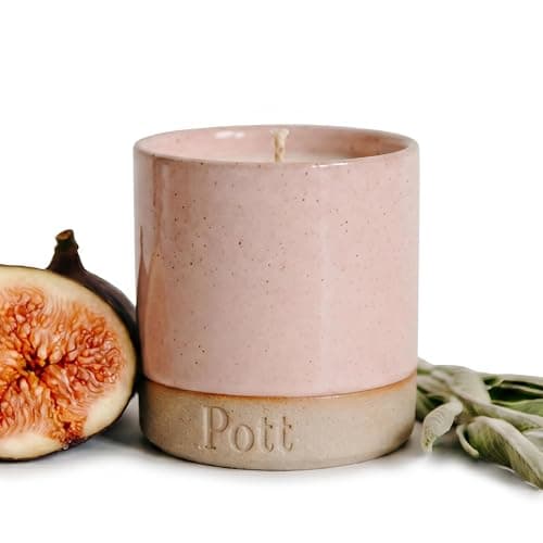 Image of Pott Candles Petite Refillable Candle, Fig Scent, 60 Hour Burn Time, Ceramic Pott, Natural Wax, UK Made