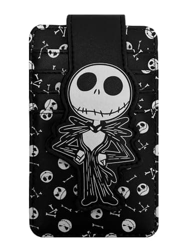 Image of Disney Card Holder Wallet Minnie Mickey Stitch Eeyore Skellington Women Slim Compact, Jack Skellington Black, Casual