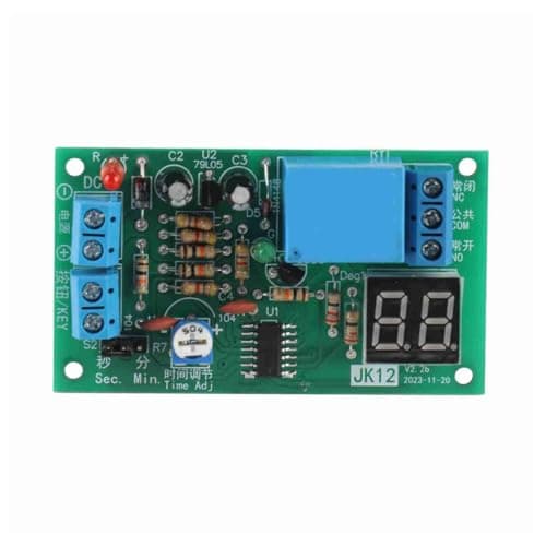 Image of KooingTech Delay Off Relay Switch Module, DC12V LED Display Countdown Timing Timer, 1-99s/1-99min Adjustable
