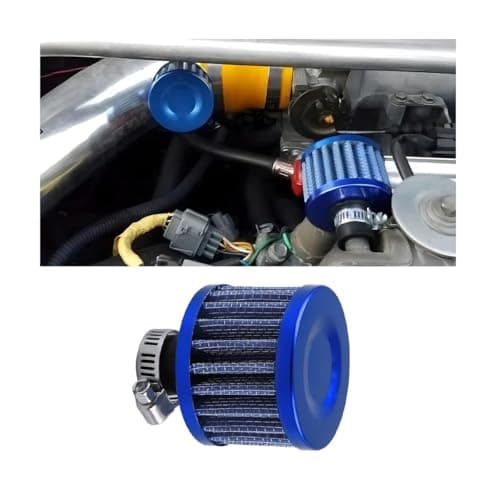 Image of Air Intake Filter Breather, 0.47 inch Universal Cold Air Filter, 12mm Car Turbo Vent Air Intake Filter Cleaner, Crankcase Breather Compatible with Car and Motorcycle Engine Parts (Blue)