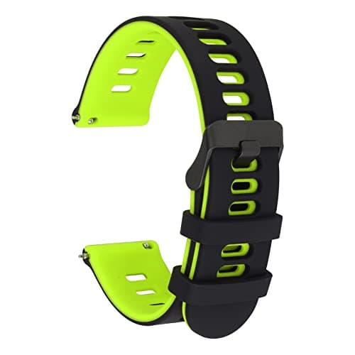 Image of Cobee Silicone Rubber Watch Bands, Quick Release Sport Watch Replacement Straps, Universal Smart Watchband with Black Stainless Steel Buckle for Men Women (22mm, Black-Green)