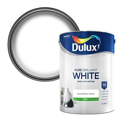 Image of Dulux Silk Emulsion Paint For Walls And Ceilings - Pure Brilliant White 5 Litres