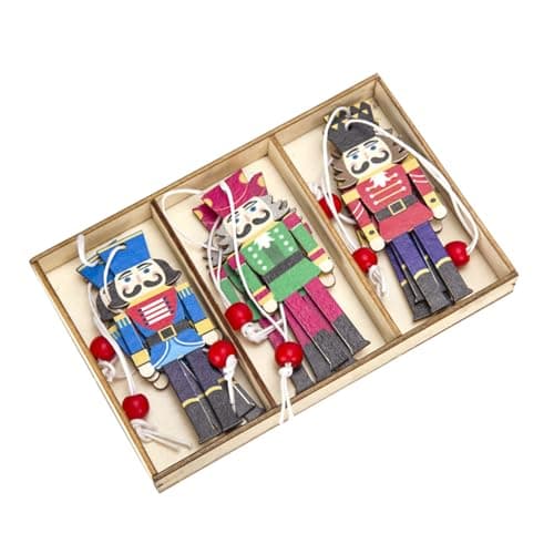 Image of Christmas Tree Ornaments Wooden Nutcrackers Soldier Hanging Pendant New Year Party Decoration Supplies for Festive Decor King Figure Festive Set Traditional Colorful Wood Figure Christmas