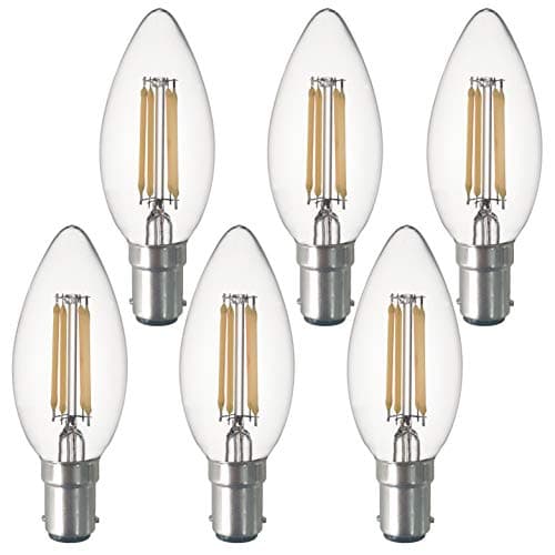 Image of SD LUX B15 b15d Candle Bulb SBC Filament LED Candlelabra Light Bulbs Vintage Bulbs,C35 No Flicker Small Edison Bayonet- 4W (40W Equivalent) 450LM Warm White 2700K,6 Packs.