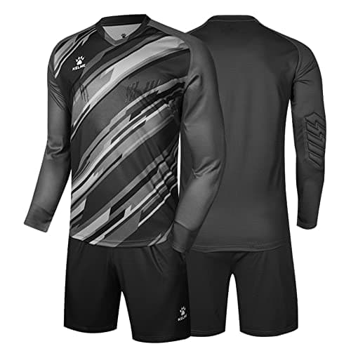 Image of KELME Football Goalkeeper Shirts and Shorts Long Sleeve T-Shirts Goalie Pad Protective Custom Goalkeeper Kit for Men Women Uniform Black 2XL