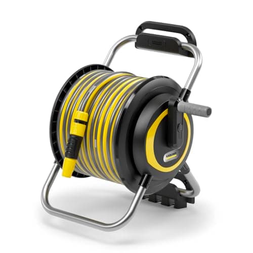 Image of Kärcher Hose Carrier HR 4.30 Set: Flexible, Easy Storage on The Wall and for Mobile Use in The Garden, Syringe Holder, Includes 30 m Hose and Accessories, Black