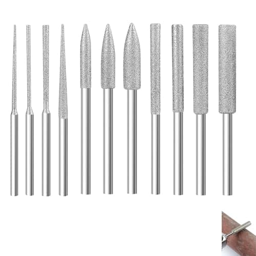Image of CONGGUAN 11Pcs Diamond Grinding Bits for Dremel 1/8" (3mm) Long Shank Cone Burr Set Stone Glass Ceramic Metal Engraving & Polishing Rotary Tool Accessories for DIY Jewelry Woodworking