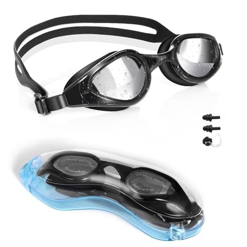 Image of TOPLUS Swimming Goggles, No Leaking Anti Fog UV Protection Swim Goggles Soft Silicone Nose Bridge for Men, Women, Junior, Kids (Black&gey)