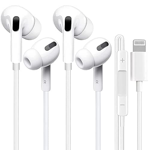 Image of 2 Pack Lightning Headphones 【Apple MFi Certified】 Wired Earphones iPhone Headphones In-Ear Earbuds Noise Isolating Built-in Microphone & Volume Control Compatible with iPhone 14/13/SE/12/11/XR/8/7/XS