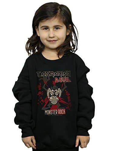 Image of Absolute Cult Looney Tunes Girls Tasmanian Devil Monster Rock Sweatshirt Black 9-11 Years