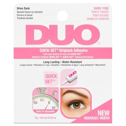 Image of DUO Quick-Set Striplash Adhesive | Strong Eyelash Glue with Lightweight Formula | Professional Lash Glue for Eyelash Extensions, Cluster Lashes, & Individual Eyelashes | Black/Dark Tone, 0.25 Ounces