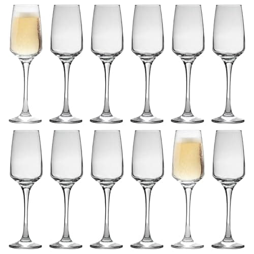 Image of LAV 12x Clear 230ml Lal Glass Champagne Flutes - Reusable Prosecco Wine Wedding Party Drinking Glasses Gift Set