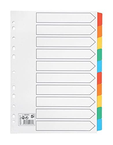 Image of 5 Star Office Index 150gsm Card with Coloured Mylar Tabs 10-Part A4 White