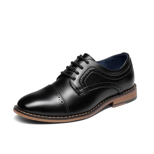 Image of Bruno Marc Boy's Classic Derby, Formal Leather Shoes Boys' Brogues Oxfords Wedding Dress Shoes for Boys,Size 1 Big Kid,Black,Prince_K1