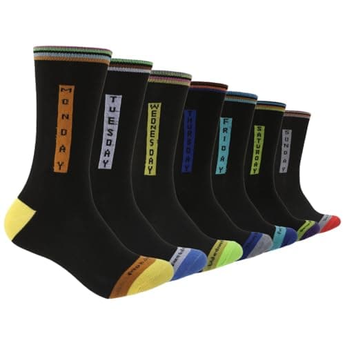 Image of GA COMMUNICATIONS 7 Pairs Mens Socks Days Of The Week Socks Men, Multicoloured Rich Cotton Casual, Sports, Everyday Weekday Sock Size 7-11 (Design 2)