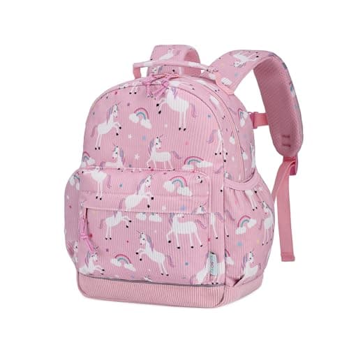 Image of VASCHY Corduroy Kids Toddler Backpack for Girls 1-3 Yrs, Cute School Bag Children Rucksack for Preschool & Primary School & Nursery - Pink Unicorn