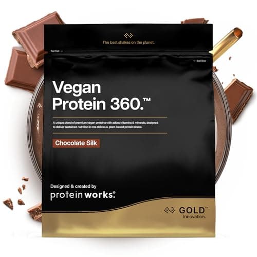 Image of Protein Works | Vegan Protein 360 - Gold Innovation, Chocolate Silk, 16 Servings, 100% Plant Based & Natural, Premium Multi-Protein Blend, Low Fat Shake, Low Calorie Shake, 500g
