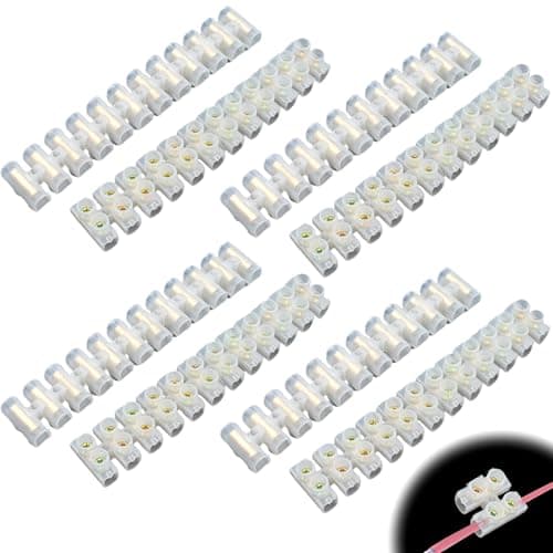 Image of 8Pack 3A Electrical Connector Blocks, Electrical Terminal Connector Strips, 3 Amp 12 Way White Terminal Block Strips, Electric Wire Chocolate Chock Blocks Connecting for Wiring Cable